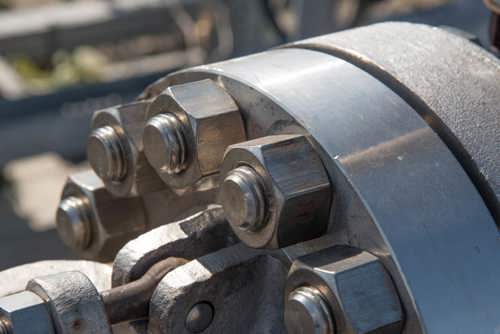 A flange made with a custom gasket.